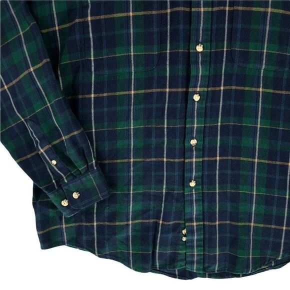 Specialty Collection Mens Button Down Extra Large Blue Green Plaid Shirt Flannel - Picture 3 of 12